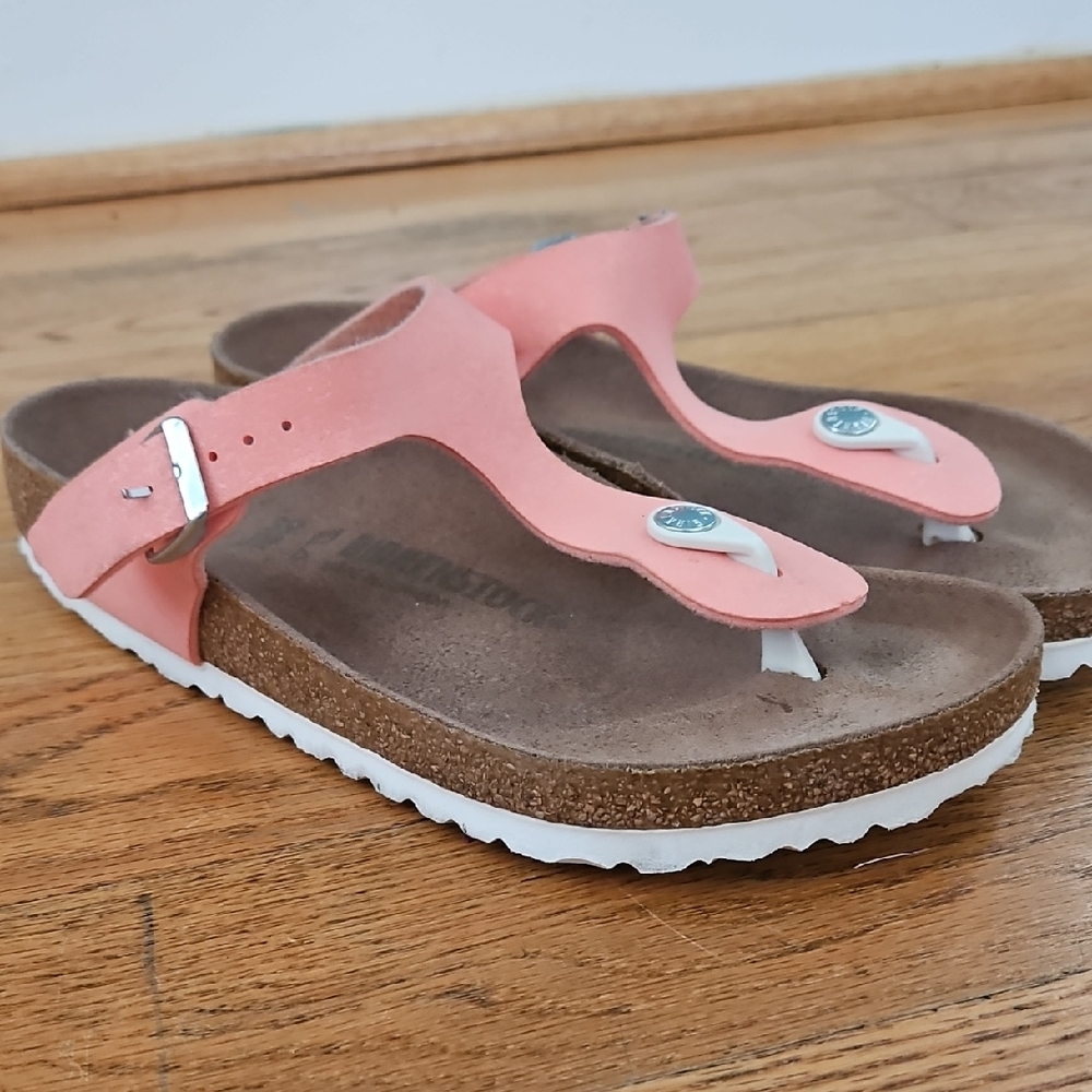 Birkenstock Coral Sandals with White Sole